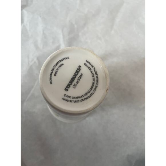 Starbucks 2015 Latte Mug Graffiti White & Gold 16 oz Ceramic Cup - Picture 8 of 8